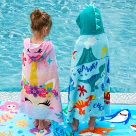 Joiedomi Unicorn Hooded Towel in bright colors for beach days