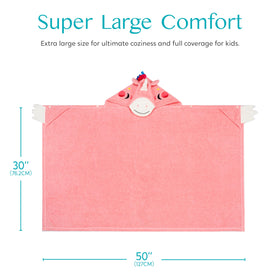 Joiedomi Unicorn Hooded Towel folded in portable shoulder bag for travel.