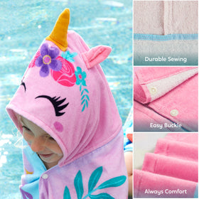 Joiedomi Unicorn Hooded Towel hood detail for quick changes