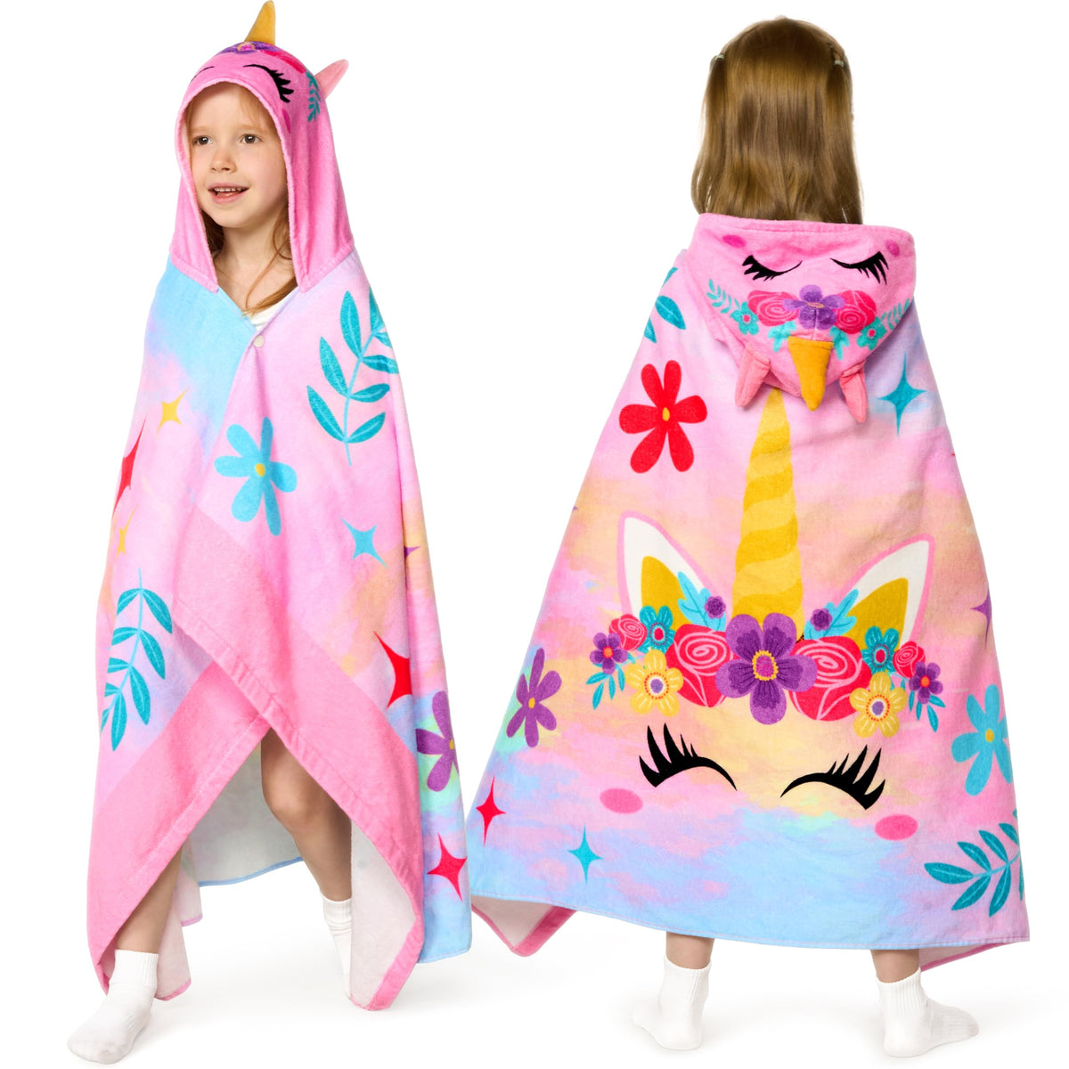 Joiedomi Unicorn Hooded Towel for kids, 50x30 size, after bath