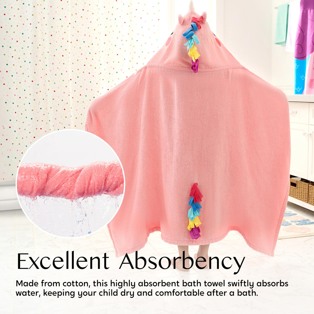 Joiedomi Unicorn Hooded Towel poolside drying quickly.