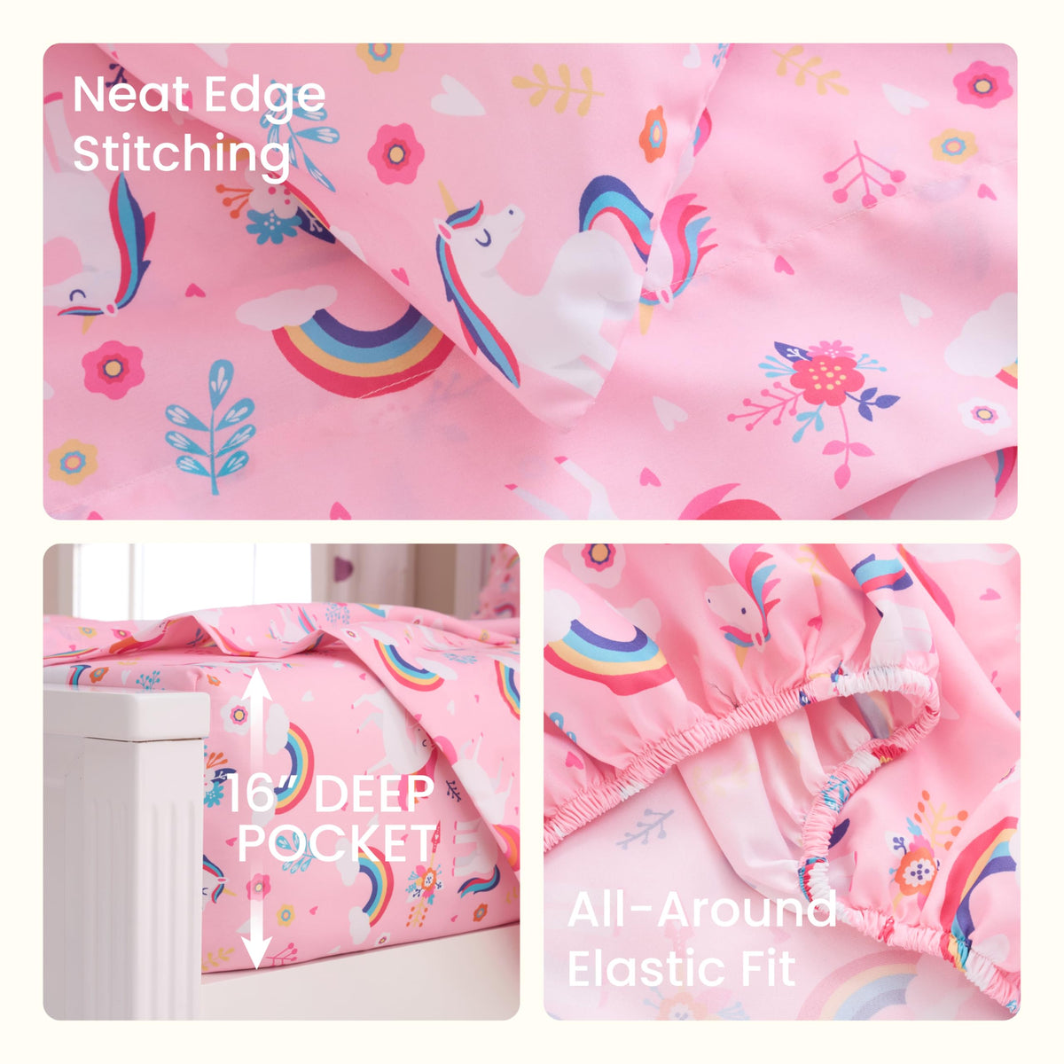 Joiedomi Unicorn Twin Sheet Set easy-care textile handling
