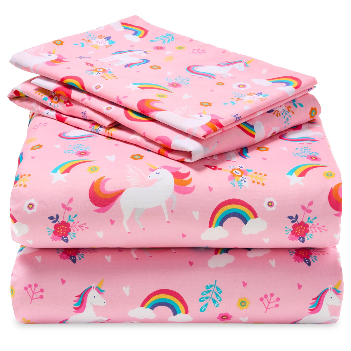 Joiedomi Unicorn Twin Sheet Set flat sheet close-up for cozy nights