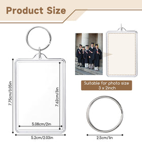 jojnawa clear acrylic keychain insert 2x3 for quick two-sided display