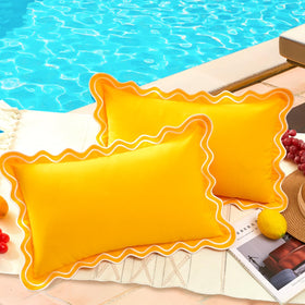 JOJOGOGO 12x20 yellow scalloped outdoor pillow cover waterproof for patio use.