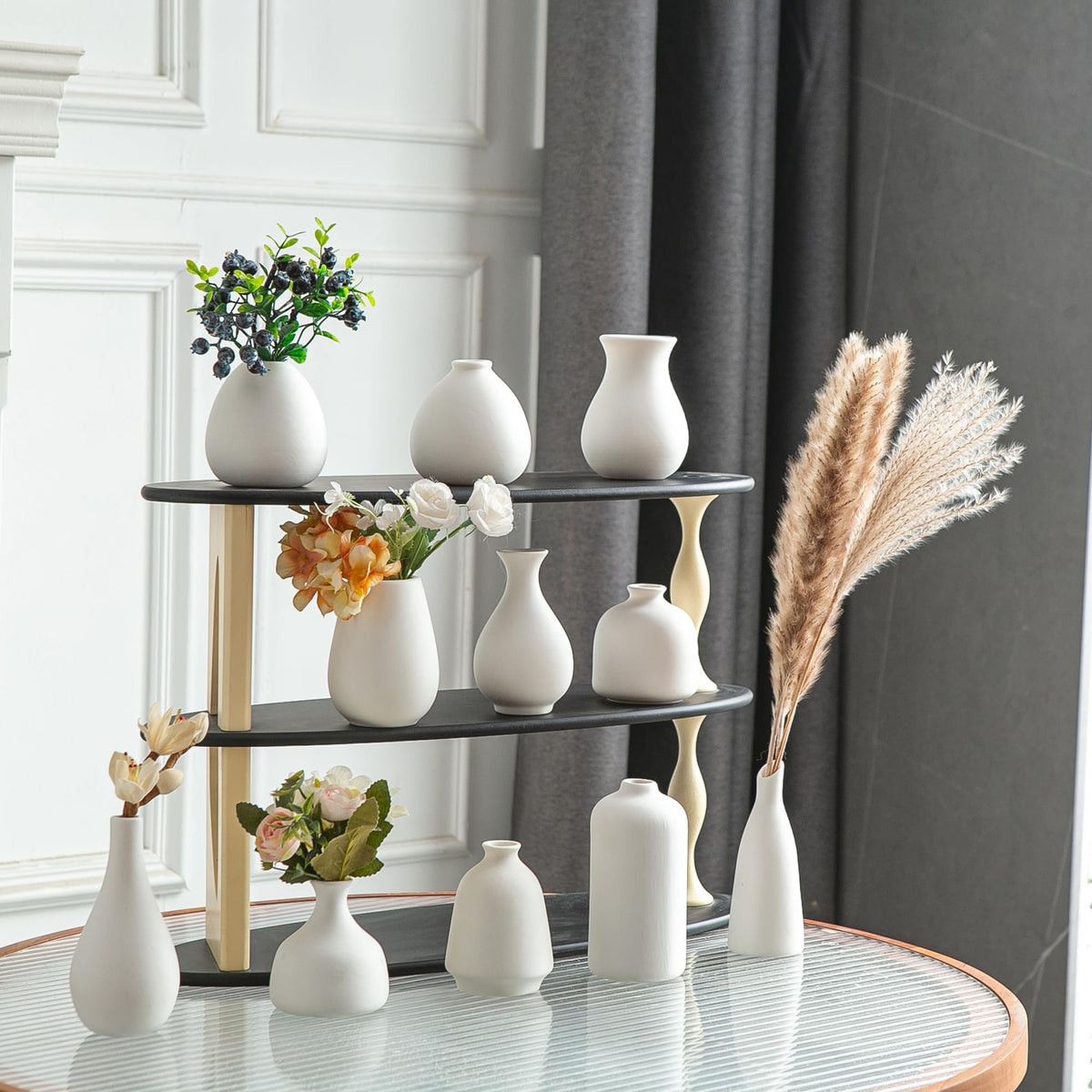JOJUNO mini ceramic vases white porcelain for delicate blooms