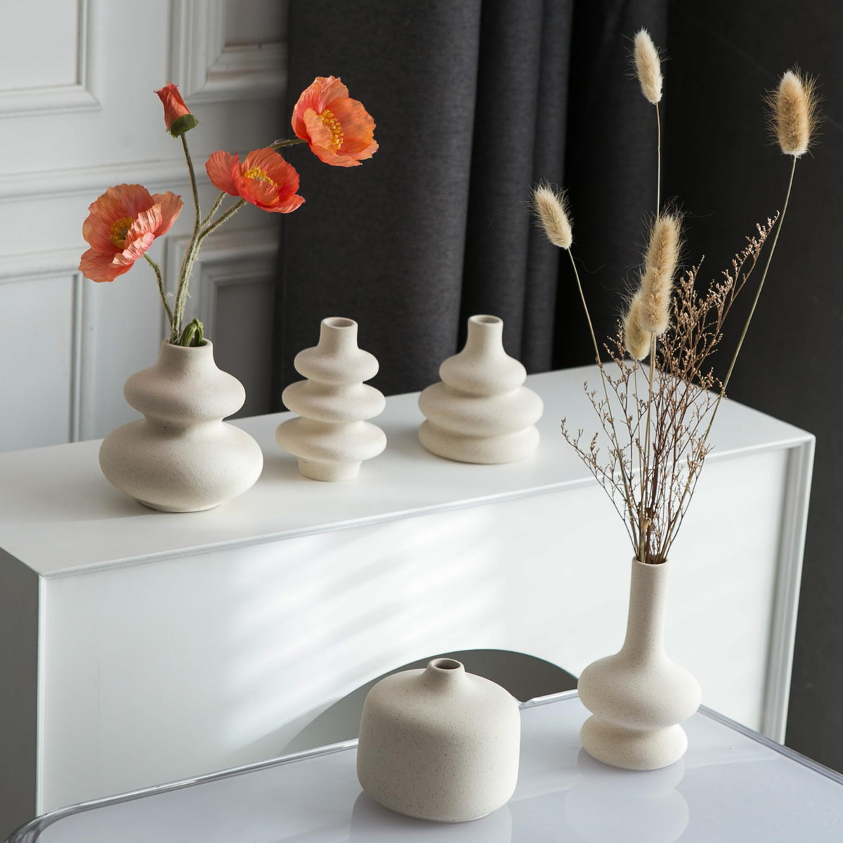 JOJUNO White Bud Vases handcrafted detail showcasing artisanal ceramic charm