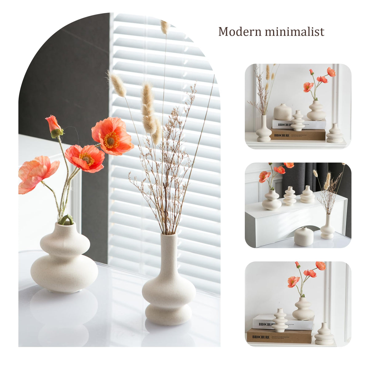 JOJUNO White Bud Vases matte texture closeup emphasising tactile luxury