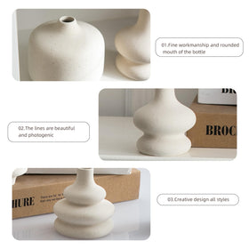 JOJUNO White Bud Vases on shelves adding chic decorative accents