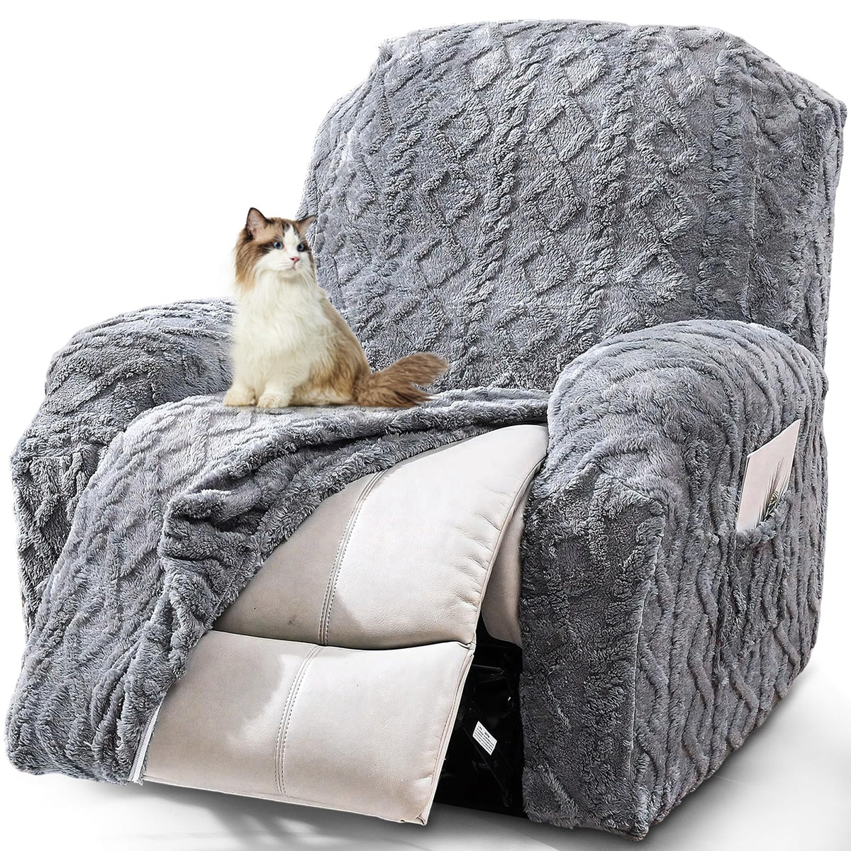 JOKIVTOU recliner cover fabric close-up shows soft stretch for cozy lounging