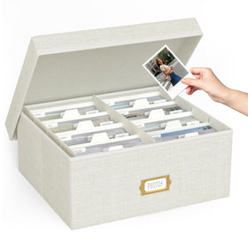 Jolensoy decorative photo box with beige lid to protect memories.