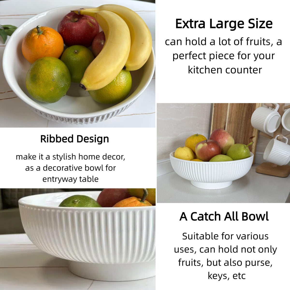 JolieJulie ceramic fruit bowl close-up showing smooth glaze finish.