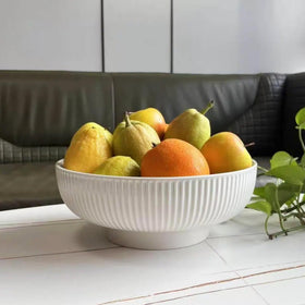 JolieJulie ceramic fruit bowl in cream white, top view suitable as a centerpiece.
