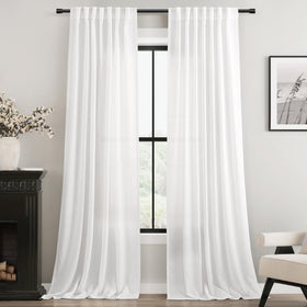 Jolilight white curtains with back-tab panels for easy hanging and neat drape