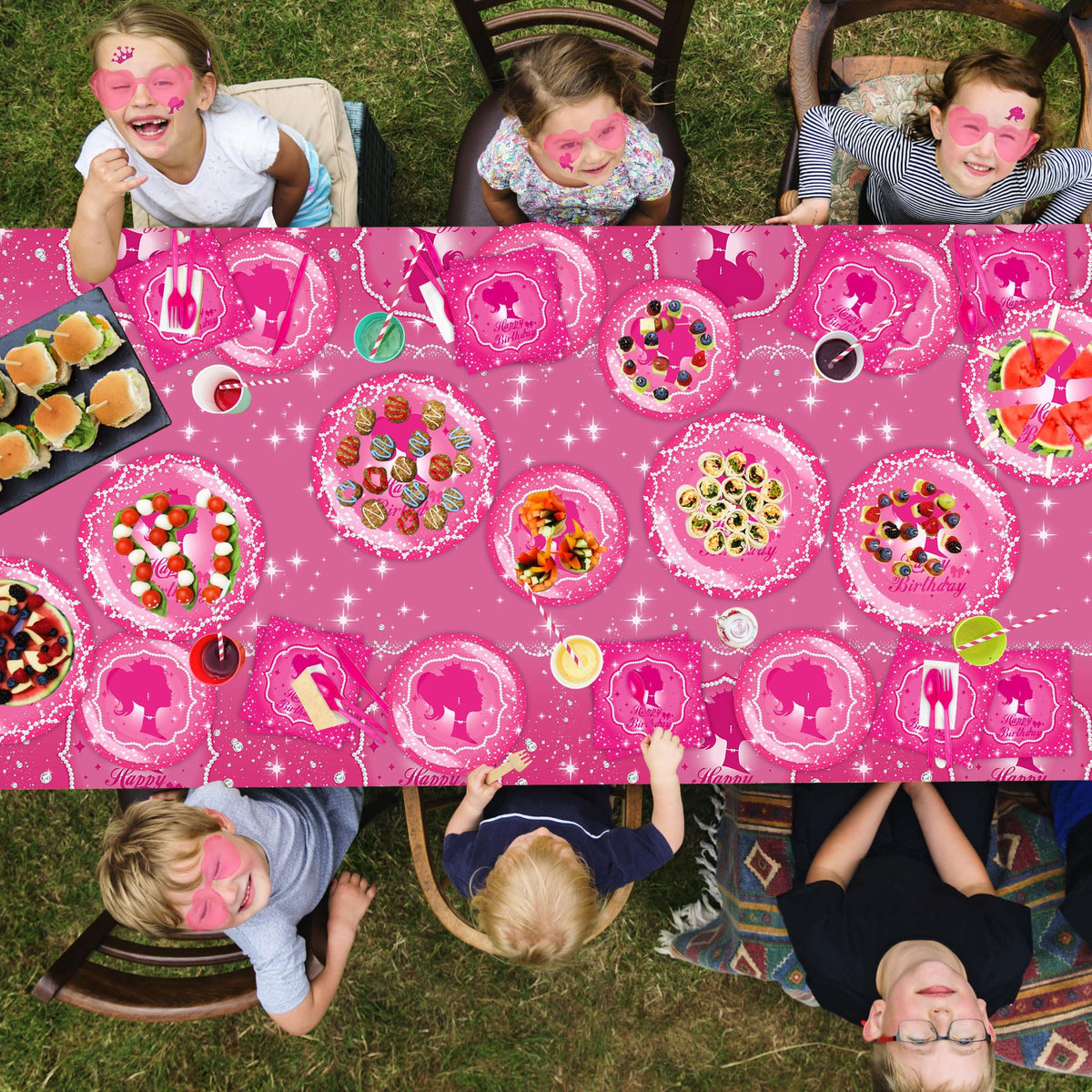 JOLJUMP 162PCS hot pink 108x54 tablecloth protecting surfaces