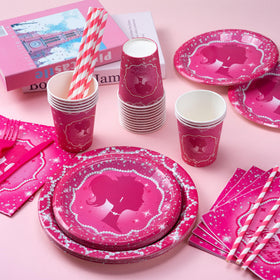 JOLJUMP 162PCS hot pink dessert plates for sweet treats