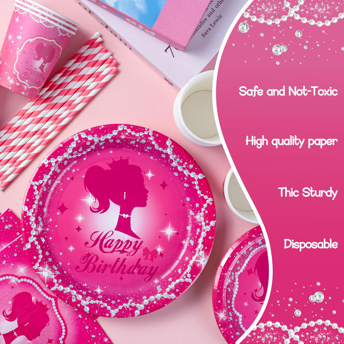 JOLJUMP 162PCS hot pink utensil set for convenient dining