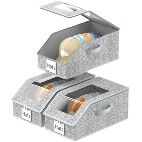 Jollcma 3 pack stackable hat organizer with clear window for quick hat visibility
