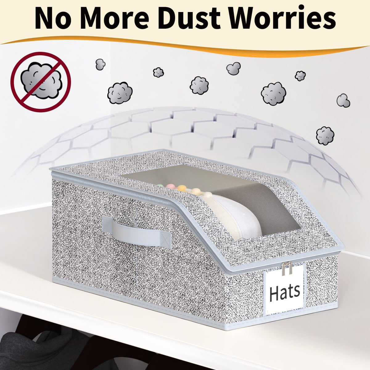 Jollcma dust sealed organizer keeps hats clean between seasons