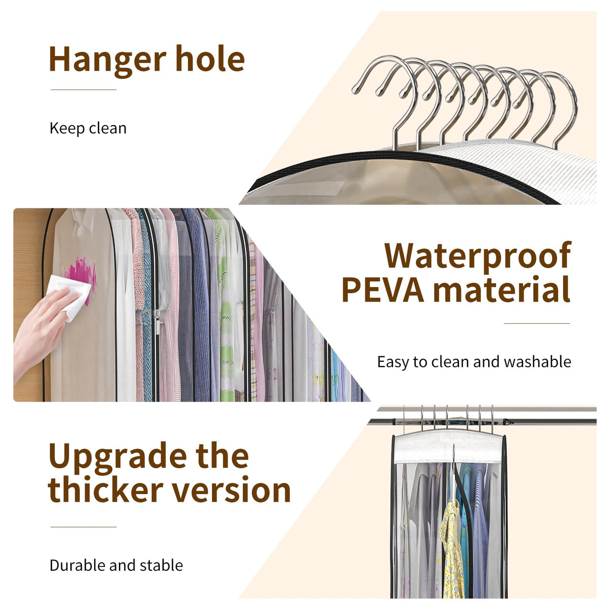 Jollygleam clear PEVA material provides durable, odorless protection.