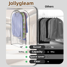 Jollygleam garment bags protect against dust and moisture during storage.