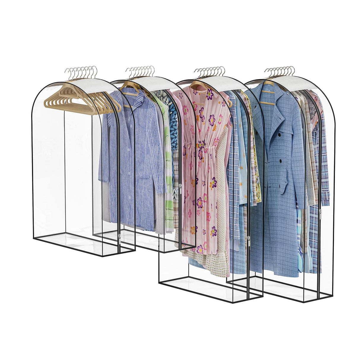 Jollygleam garment bags in 40x24x10 offer clear visibility and wrinkle protection.