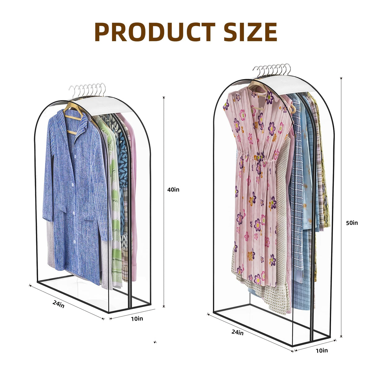 Jollygleam 50x24x10 bags protect longer garments with easy access.