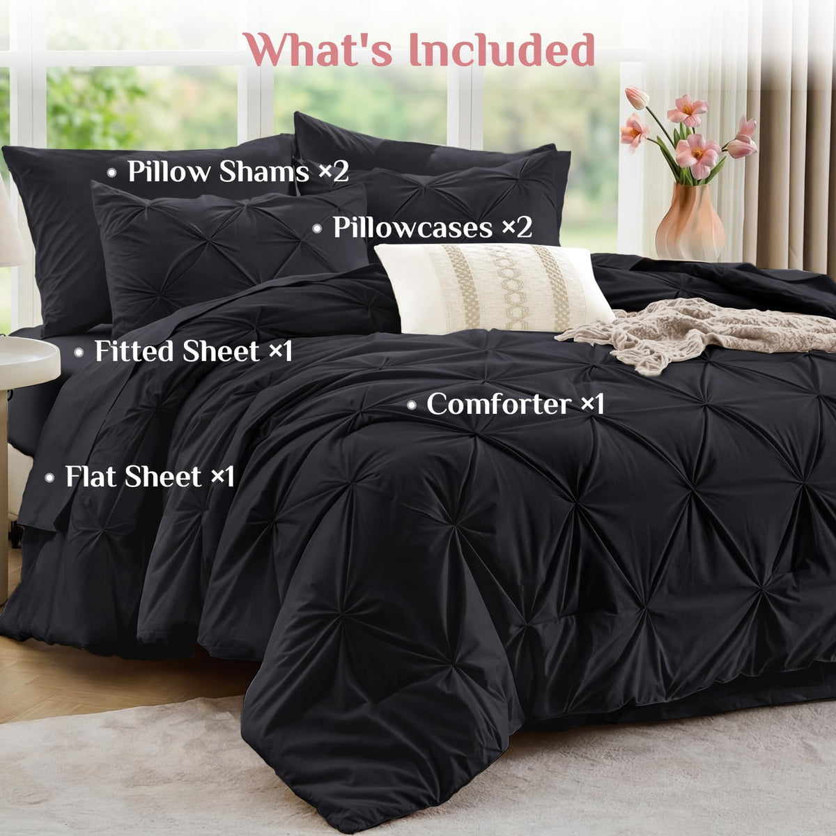 JOLLYVOGUE Bed-in-a-bag 7-piece ensemble for a complete setup