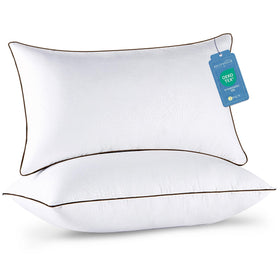 JOLLYVOGUE King Size Pillow two-pack top view with high loft for side sleepers.