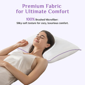 Machine-washable pillow covers simplify cleaning and care.