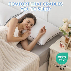 JOLLYVOGUE machine-washable pillows with low-heat drying for easy care.