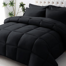 JOLLYVOGUE oversized queen comforter set with grid quilting for lasting loft and warmth