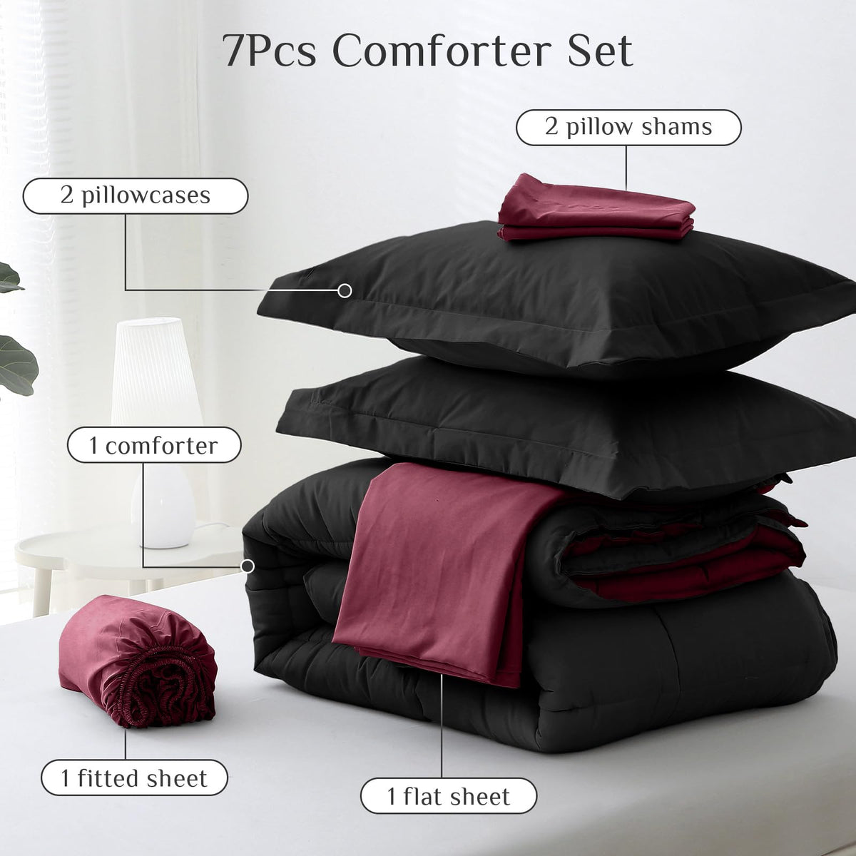 JOLLYVOGUE Queen Comforter Set envelope pillowcase keeps pillows neatly in place
