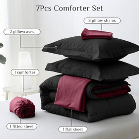 JOLLYVOGUE Queen Comforter Set envelope pillowcase keeps pillows neatly in place