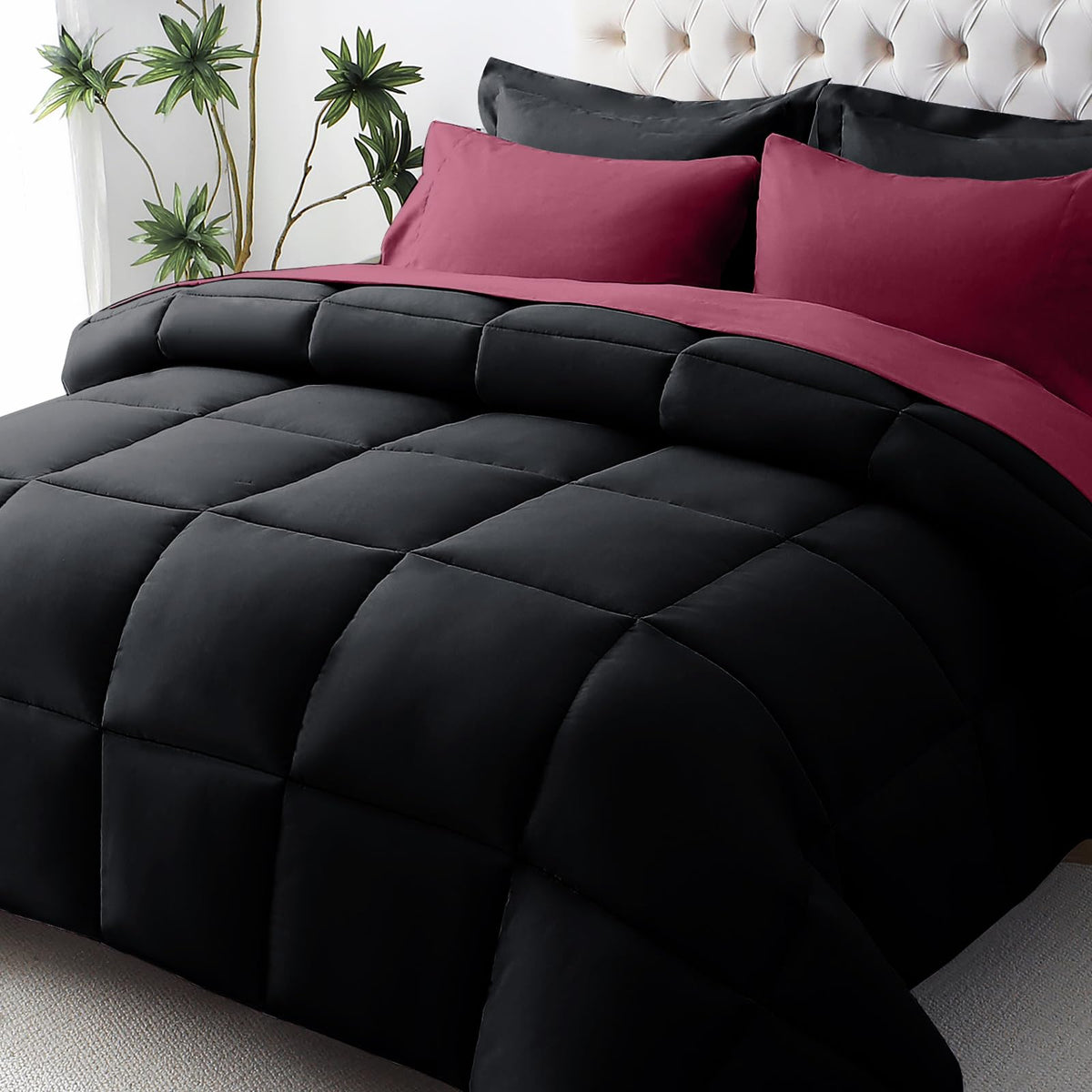 JOLLYVOGUE Queen Comforter Set packaging showcases easy bed-in-a-bag setup