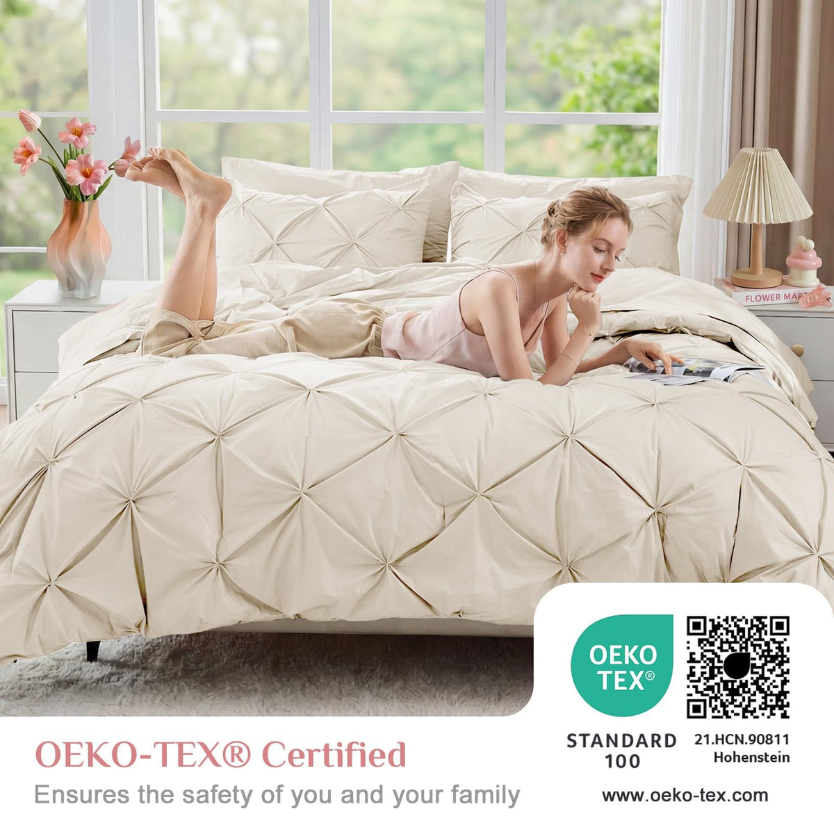 JOLLYVOGUE queen fitted sheet offers secure fit and easy care
