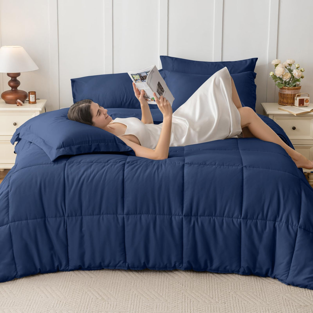 JOLLYVOGUE Queen flat sheet and spread complete full bed coverage