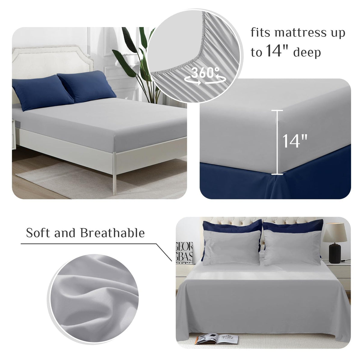 JOLLYVOGUE queen pillowcases with envelope closure for easy pillow changes