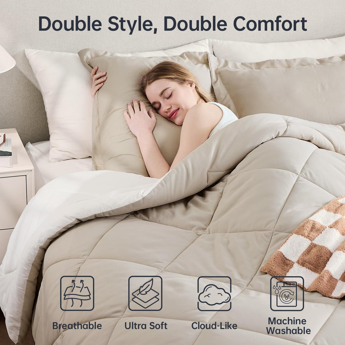 JOLLYVOGUE reversible 2-in-1 design offers two colors to refresh your bedroom