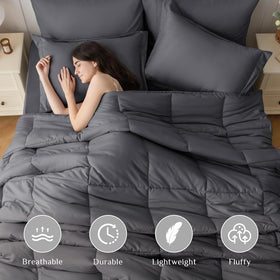JOLLYVOGUE twin comforter grid quilting detail preserves loft.