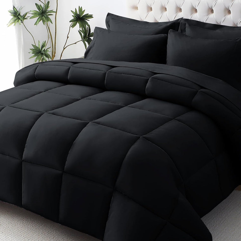 JOLLYVOGUE twin comforter set stacked, showing a soft, year-round cozy feel.