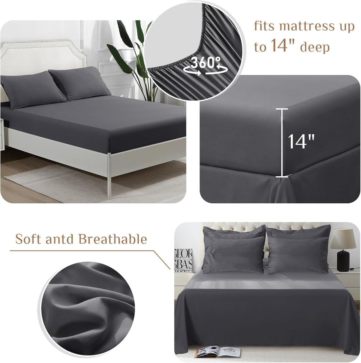 JOLLYVOGUE twin fitted sheet deep-pocket elastic stays secure.