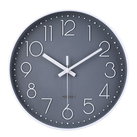 jomparis 16inch gray wall clock dial closeup showing easy-to-read numbers for any room