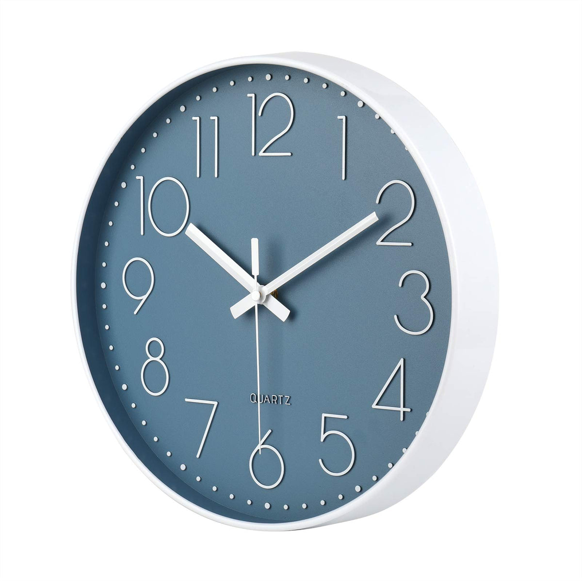 jomparis blue wall clock minimalist white frame suits modern interiors.