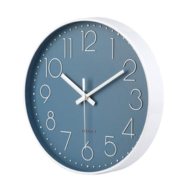 jomparis blue wall clock minimalist white frame suits modern interiors.