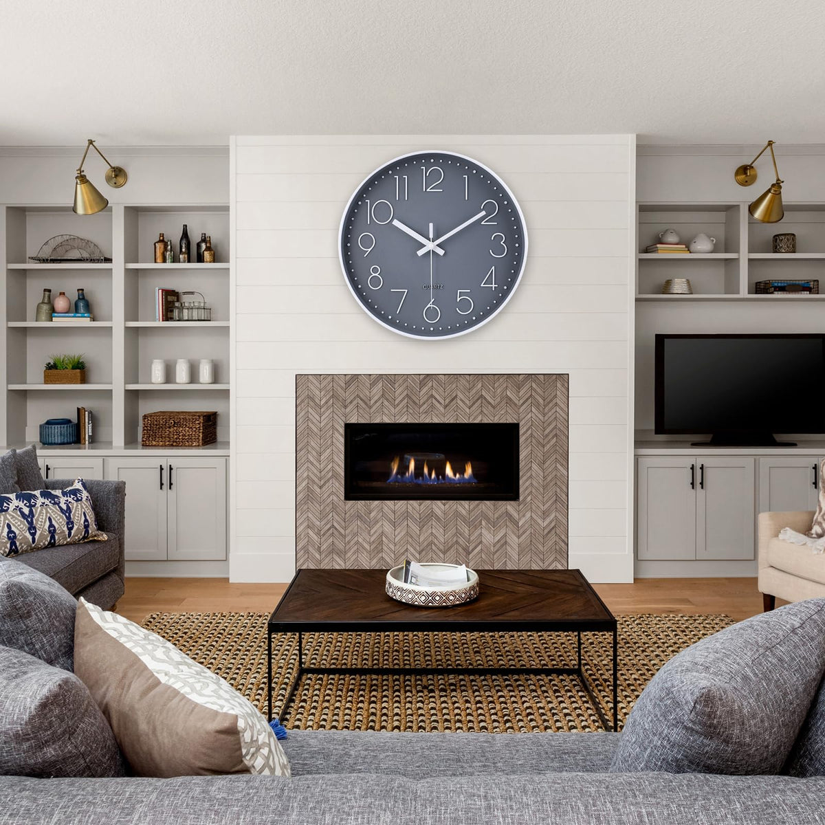 Jomparis wall clock with hook included for easy hanging
