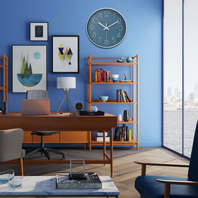 jomparis blue wall clock large numerals offer clear visibility across the room.
