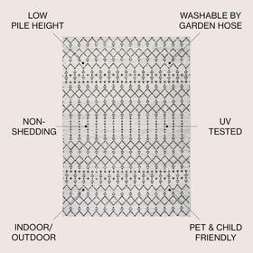 Jonathan Y cream-black colorway outdoor rug for porches and decks with versatile style.