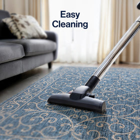 Jonathan Y easy-clean outdoor rug shown with mild soap and water