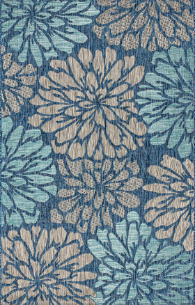 JONATHAN Y pattern closeup shows navy and aqua blooms for bold porch styling.
